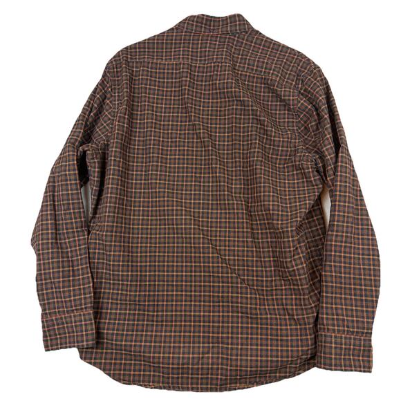 Taylor Stitch Flannel Shirt Mens 44 Brown Blue Plaid Organic Cotton Thick - Picture 10 of 10